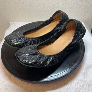 Tieks By Gavrieli Black Obsidian Croc Patent Leather Ballet Flats Women's Sz 10